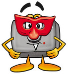 Clip Art Graphic of a Flash Camera Cartoon Character Wearing a Red Mask Over His Face