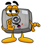 Clip Art Graphic of a Flash Camera Cartoon Character Whispering and Gossiping