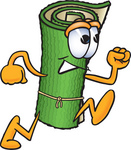Clip Art Graphic of a Rolled Green Carpet Cartoon Character Running