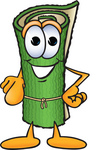 Clip Art Graphic of a Rolled Green Carpet Cartoon Character Pointing at the Viewer