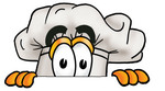 Clip Art Graphic of a White Chefs Hat Cartoon Character Peeking Over a Surface
