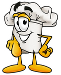Clip Art Graphic of a White Chefs Hat Cartoon Character Pointing at the Viewer