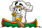Clip Art Graphic of a White Chefs Hat Cartoon Character Rowing a Boat
