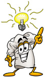 Clip Art Graphic of a White Chefs Hat Cartoon Character With a Bright Idea