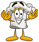 Clip Art Graphic of a White Chefs Hat Cartoon Character With Welcoming Open Arms
