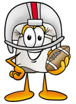 Clip Art Graphic of a White Chefs Hat Cartoon Character in a Helmet, Holding a Football