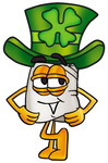 Clip Art Graphic of a White Chefs Hat Cartoon Character Wearing a Saint Patricks Day Hat With a Clover on it