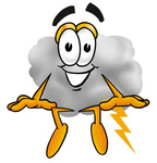 Clip Art Graphic of a Puffy White Cumulus Cloud Cartoon Character Sitting