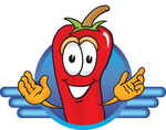 Clip Art Graphic of a Red Chilli Pepper Cartoon Character Logo