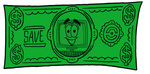 Clip Art Graphic of a Desktop Computer Cartoon Character on a Dollar Bill