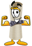 Clip Art Graphic of a Rolled Diploma Certificate Cartoon Character Flexing His Arm Muscles