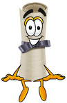 Clip Art Graphic of a Rolled Diploma Certificate Cartoon Character Sitting