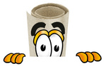 Clip Art Graphic of a Rolled Diploma Certificate Cartoon Character Peeking Over a Surface