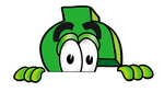 Clip Art Graphic of a Green USD Dollar Sign Cartoon Character Peeking Over a Surface