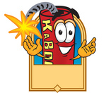 Clip Art Graphic of a Stick of Red Dynamite Cartoon Character Label