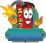 Clip Art Graphic of a Stick of Red Dynamite Cartoon Character Label