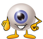 Clip Art Graphic of a Blue Eyeball Cartoon Character Pointing at the Viewer