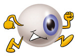 Clip Art Graphic of a Blue Eyeball Cartoon Character Running