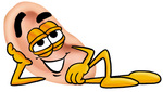 Clip Art Graphic of a Human Ear Cartoon Character Resting His Head on His Hand
