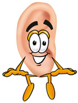 Clip Art Graphic of a Human Ear Cartoon Character Sitting