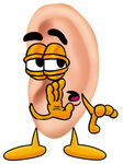 Clip Art Graphic of a Human Ear Cartoon Character Whispering and Gossiping
