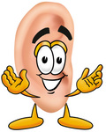 Clip Art Graphic of a Human Ear Cartoon Character With Welcoming Open Arms