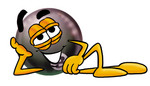 Clip Art Graphic of a Billiards Eight Ball Cartoon Character Resting His Head on His Hand
