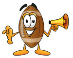 Clip Art Graphic of a Football Cartoon Character Holding a Megaphone