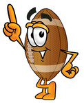 Clip Art Graphic of a Football Cartoon Character Pointing Upwards