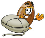 Clip Art Graphic of a Football Cartoon Character With a Computer Mouse