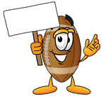 Clip Art Graphic of a Football Cartoon Character Holding a Blank Sign
