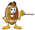 Clip Art Graphic of a Football Cartoon Character Holding a Pointer Stick