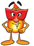 Clip Art Graphic of a Fire Cartoon Character Wearing a Red Mask Over His Face