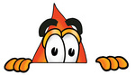 Clip Art Graphic of a Fire Cartoon Character Peeking Over a Surface
