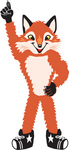 Clipart Picture of a Fox Mascot Cartoon Character Pointing Upwards