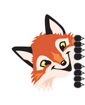 Clipart Picture of a Fox Mascot Cartoon Character Peeking Around a Corner