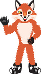 Clipart Picture of a Fox Mascot Cartoon Character Waving