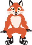Clipart Picture of a Fox Mascot Cartoon Character Sitting