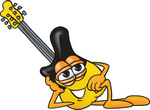 Clip Art Graphic of a Yellow Electric Guitar Cartoon Character Resting His Head on His Hand