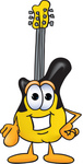 Clip Art Graphic of a Yellow Electric Guitar Cartoon Character Pointing at the Viewer