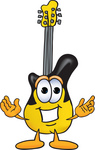 Clip Art Graphic of a Yellow Electric Guitar Cartoon Character With Welcoming Open Arms
