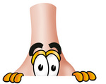 Clip Art Graphic of a Human Nose Cartoon Character Peeking Over a Surface