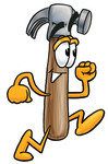 Clip Art Graphic of a Hammer Tool Cartoon Character Running