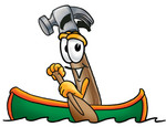 Clip Art Graphic of a Hammer Tool Cartoon Character Rowing a Boat