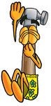 Clip Art Graphic of a Hammer Tool Cartoon Character Plugging His Nose While Jumping Into Water