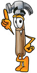 Clip Art Graphic of a Hammer Tool Cartoon Character Pointing Upwards