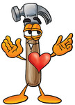 Clip Art Graphic of a Hammer Tool Cartoon Character With His Heart Beating Out of His Chest