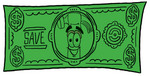 Clip Art Graphic of a Hammer Tool Cartoon Character on a Dollar Bill