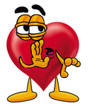 Clip Art Graphic of a Red Love Heart Cartoon Character Whispering and Gossiping