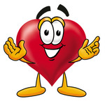 Clip Art Graphic of a Red Love Heart Cartoon Character With Welcoming Open Arms
